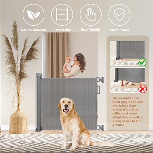 Looxii Baby Gate Retractable Dog Gates for The House Kids Pets, 33" Tall, Extends up to 55" Wide Mesh Retractable Baby Gate for Stairs, Doorways, Hallways, Indoor and Outdoor