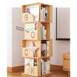 YDXNY Rotating Bookcases Pine Solid Wood 360 Degree rotatable Bookcase Book Rack Book Storage Rack Book