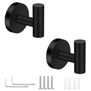 neween 2 pack bathroom towel hooks, stainless steel coat robe clothes hooks wall mounted heavy duty wall hook holder hanger for bedroom, kitchen, hotel, pool, garage, hotel (black)