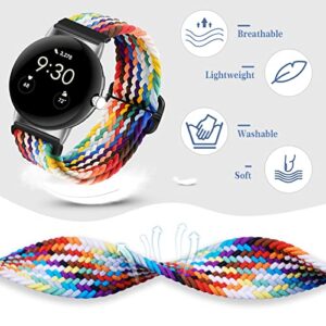 𝐤𝐢𝐭𝐰𝐚𝐲 Pixel Watch Band-Stretchy Braided Solo Loop Compatible for Google Pixel Watch Band, Adjustable Stretchy Nylon Elastic Straps for Google Pixel Watch Band for Google Watch Band Women Men (2P-C)