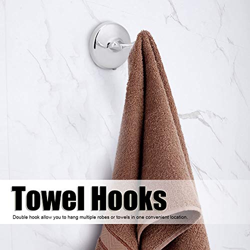 Milltrip Towel Hooks, Wall Mounted Double Robe Hook Stainless Steel Coat Towel Hanger Holder for Bathroom