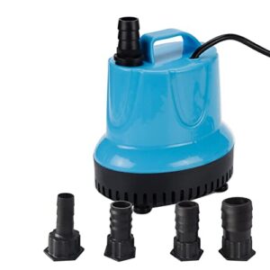 660 gph blue submersible water pump(2500l/h, 45w), ultra quiet water pump with 8.2ft high lift, fountain pump with 5.9ft power cord, 5 nozzles for fish tank, aquarium, statuary, hydroponics