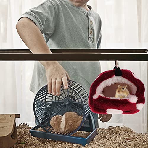 ULTECHNOVO Guinea Pig Bedding Small Pet Cage Hammock, Warm Pet Bed House Cage for Sugar Glider Fleece Chinchilla Parrot Guinea Pig Squirrel Hamster Playing Sleeping(S Red) Guinea Pig Hideout