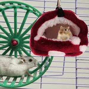 ULTECHNOVO Guinea Pig Bedding Small Pet Cage Hammock, Warm Pet Bed House Cage for Sugar Glider Fleece Chinchilla Parrot Guinea Pig Squirrel Hamster Playing Sleeping(S Red) Guinea Pig Hideout
