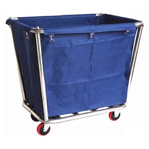 commercial laundry cart,stainless steel industrial rolling laundry cart storage trolley hamper for hotel/home/hospital,80kg/176 lbs load,10 bushel