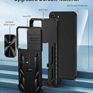 FNTCASE for Samsung Galaxy S23-Plus Case: Military Grade Shockproof Protection Case with Kickstand & Matte Textured Rugged TPU Shell | Drop Proof Protective Phone Cover for Galaxy S23+ Black
