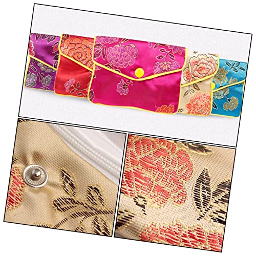 CUBTOL 15pcs New Cloth Brocade Cosmetic Storage Antique Earings Multiple Lipstick Pouches Colors Card Supplies Wedding Purses Jewellery Embroidery Organiser Purse Necklace Delicate