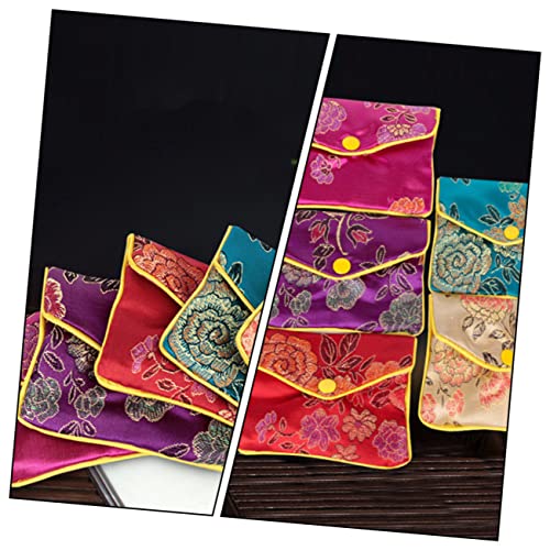 CUBTOL 15pcs New Cloth Brocade Cosmetic Storage Antique Earings Multiple Lipstick Pouches Colors Card Supplies Wedding Purses Jewellery Embroidery Organiser Purse Necklace Delicate