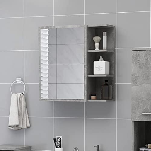 Eurobuy Bathroom Mirror Cabinet,Contemporary Wall Mounted Medicine Cabinet with 1 Door and 5 Compartments,Vanity Storage Cabinet for Bathroom Concrete Gray 24.6"x8.1"x25.2"