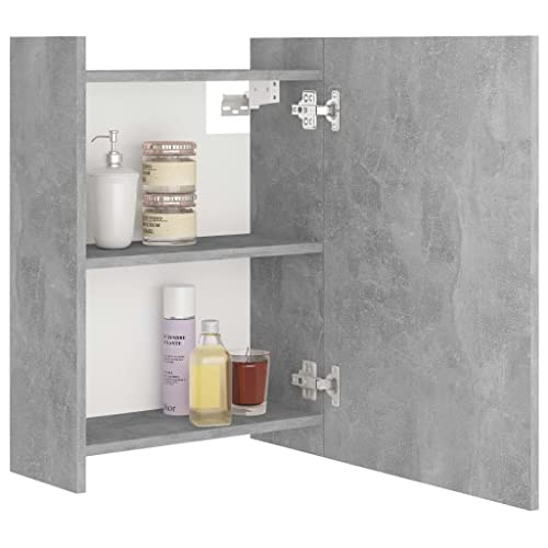 Eurobuy Bathroom Mirror Cabinet,Contemporary Wall Mounted Medicine Cabinet with 1 Door and 5 Compartments,Vanity Storage Cabinet for Bathroom Concrete Gray 24.6"x8.1"x25.2"