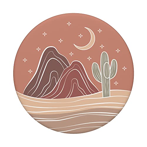 Western Cactus Mountain Landscape Moon Desert Beige PopSockets Swappable PopGrip