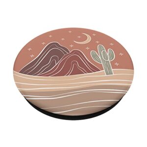 Western Cactus Mountain Landscape Moon Desert Beige PopSockets Swappable PopGrip