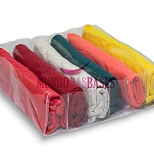 Mundo das Bases Organizer Closet Storage Solution Made of Flexible, Clear Plastic and Six Dividers for Clothes, Underwear and T-shirts (transparent 6 dividers)