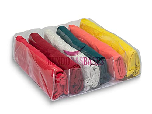 Mundo das Bases Organizer Closet Storage Solution Made of Flexible, Clear Plastic and Six Dividers for Clothes, Underwear and T-shirts (transparent 6 dividers)