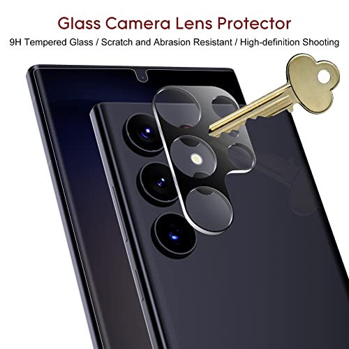 Esanik [2+2Pack] Privacy Screen Protector for Samsung Galaxy S23 Ultra 6.8-inch [NOT for S23 Plus/S23] Anti Spy PET Film(NOT Glass) with Easy Installation Frame + Camera Lens Protector Fingerprint ID Compatible