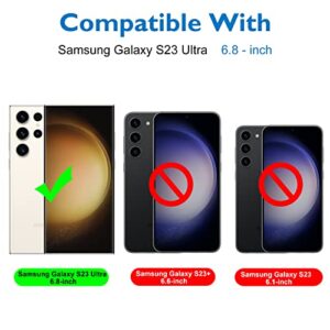 Esanik [2+2Pack] Privacy Screen Protector for Samsung Galaxy S23 Ultra 6.8-inch [NOT for S23 Plus/S23] Anti Spy PET Film(NOT Glass) with Easy Installation Frame + Camera Lens Protector Fingerprint ID Compatible