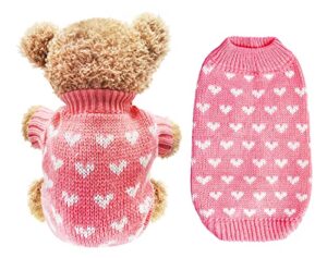 1 piece of pink dog knitted sweater dog heart sweater warm pet dog clothes winter doggie outfits for small puppy cat pets (medium)