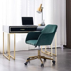 modern velvet fabric material adjustable height 360 revolving home office chair with gold metal legs and universal wheels for home office