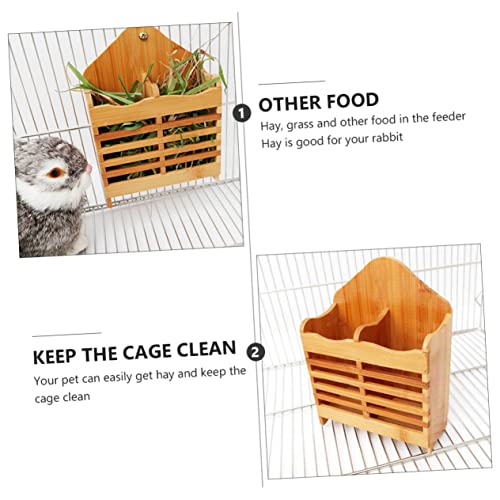 Balacoo 2pcs Rack Pet Rabbit Manger Hamster Manager Animal Guinea Less Bowl Pig Feeder Feeding Food Hay Wasted Manger- Chinchilla for Grass Holder Wooden Ferret Bunny Wood Small