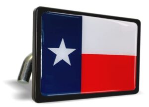 texas state flag domed artwork - premium quality anodized billet aluminum uv resistant metal trailer/tow hitch cover for 2" receivers, luxury product for truck, suv or car