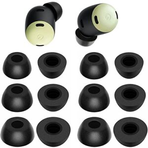 bllq memory foam ear tips compatible with google pixel buds pro replacement ear tips, perfect noise cancellation, fit in case, s/m/l 6 pairs foam tips black (foam pp6pb)