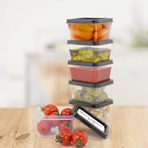 ZENVY 50 Pack Mini Reusable 2oz Containers | Includes 50 Plastic 2oz Food Containers and Lids | For Sauces, Dips, Crafts & More (Black, Rectangle)