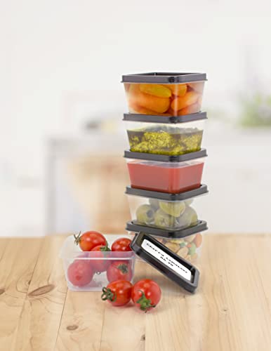 ZENVY 50 Pack Mini Reusable 2oz Containers | Includes 50 Plastic 2oz Food Containers and Lids | For Sauces, Dips, Crafts & More (Black, Rectangle)