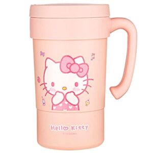 everyday delights hello kitty stainless steel insulated cup with lid, straw & stir stick, 580ml (pink)
