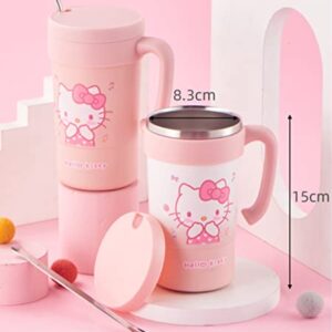 Everyday Delights Hello Kitty Stainless Steel Insulated Cup with Lid, Straw & Stir Stick, 580ml (Pink)