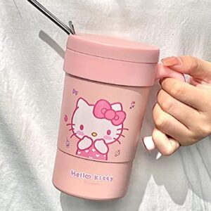 Everyday Delights Hello Kitty Stainless Steel Insulated Cup with Lid, Straw & Stir Stick, 580ml (Pink)