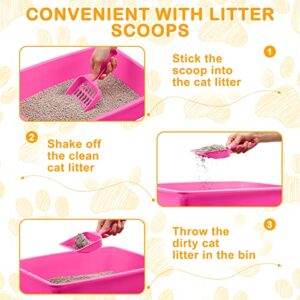 10Pcs Open Cat Litter Box Kitten Litter Pan with 10 Scooper Medium Plastic Litter Tray Durable Nonstick Litter Box for Indoor Pets Cats Rabbit Supplies Easy to Clean,14.6x10.6x3.4 Inch, Assorted Color