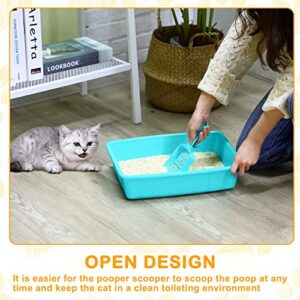 10Pcs Open Cat Litter Box Kitten Litter Pan with 10 Scooper Medium Plastic Litter Tray Durable Nonstick Litter Box for Indoor Pets Cats Rabbit Supplies Easy to Clean,14.6x10.6x3.4 Inch, Assorted Color