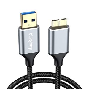 CLAVOOP Micro USB 3.0 Cable, USB to Micro B External Hard Drive Cable 5 Gbps High-Speed USB A to USB Micro B Cord Compatible for Galaxy S5 Western Digital Seagate Camera Hard Drive - 1.5FT