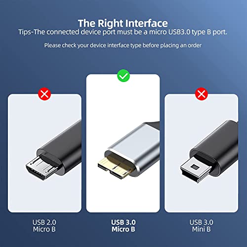 CLAVOOP Micro USB 3.0 Cable, USB to Micro B External Hard Drive Cable 5 Gbps High-Speed USB A to USB Micro B Cord Compatible for Galaxy S5 Western Digital Seagate Camera Hard Drive - 1.5FT