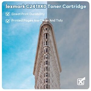 C241XK0 Black Extra High Yield Toner Cartridge 6500 Yield Black Compatible with lexmark C241XK0 Toner Cartridge Compatible with Lexmark C2425 C2535 MC2425 MC2535 MC2640 Printer 6500 Yield Black