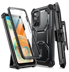 i-blason armorbox designed for samsung galaxy a23 5g case/a23 4g case (2022 release) with kickstand & belt clip holster, full body protective bumper case with built-in screen protector (black)