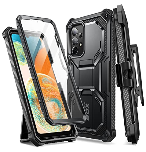 i-Blason Armorbox Designed for Samsung Galaxy A23 5G Case/A23 4G Case (2022 Release) with Kickstand & Belt Clip Holster, Full Body Protective Bumper Case with Built-in Screen Protector (Black)