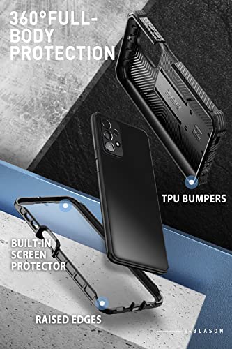 i-Blason Armorbox Designed for Samsung Galaxy A23 5G Case/A23 4G Case (2022 Release) with Kickstand & Belt Clip Holster, Full Body Protective Bumper Case with Built-in Screen Protector (Black)