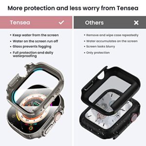Tensea for Waterproof Apple Watch Ultra2/Ultra Screen Protector Case 49mm Accessories, iWatch Protective PC Face Cover Built-in Tempered Glass Film, Sweatproof Bumper for Women Men, 49 mm