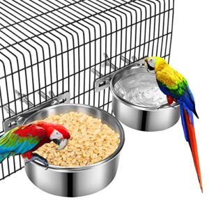 Yummy Sam 2 Pcs Small Dog Food Water Bowl for Cage with Upgraded Clamp Holder, Pet Kennel Hanging Bowls Stainless Steel Detectable Bowls Crate Feeder Dish for Small Dogs (4.7x2'' & 3.9x2'')
