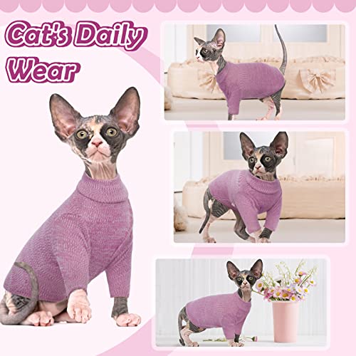 DENTRUN Sphynx Hairless Cats Shirt Pullover Kitten T-Shirts, Breathable Cat Wear Turtleneck Sweater Adorable Cat's Clothes Vest Pajamas Jumpsuit