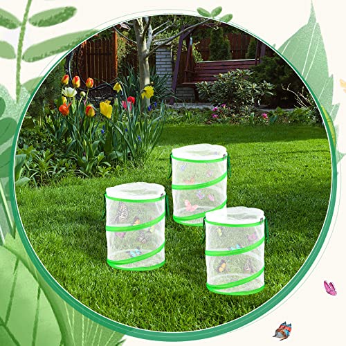 6 Pcs Butterfly Habitat Cage Bulk 12 x 14 Inch Insect Butterfly Net Giant Collapsible Insect Mesh Cage Terrarium Pop-up Clear Mesh Caterpillars Habitat Cage with Zipper Door for Boys and Girls Ages 5+