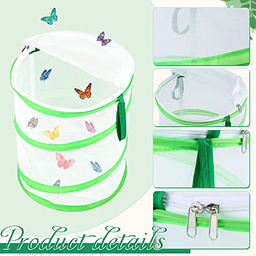 6 Pcs Butterfly Habitat Cage Bulk 12 x 14 Inch Insect Butterfly Net Giant Collapsible Insect Mesh Cage Terrarium Pop-up Clear Mesh Caterpillars Habitat Cage with Zipper Door for Boys and Girls Ages 5+