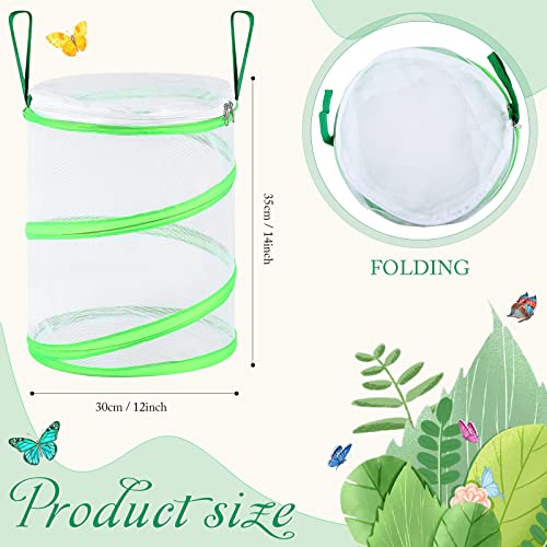 6 Pcs Butterfly Habitat Cage Bulk 12 x 14 Inch Insect Butterfly Net Giant Collapsible Insect Mesh Cage Terrarium Pop-up Clear Mesh Caterpillars Habitat Cage with Zipper Door for Boys and Girls Ages 5+