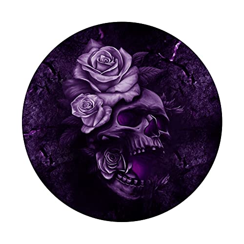 Purple Skull Black Floral Flowers Skulls Skeletons Bones PopSockets Swappable PopGrip