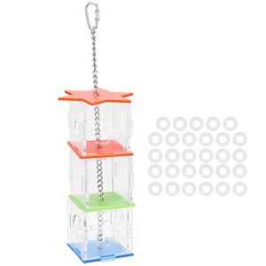 gfrgfh multilayer bird parrot forage box hanging treat foraging toy transparent acrylic food holder easy to use