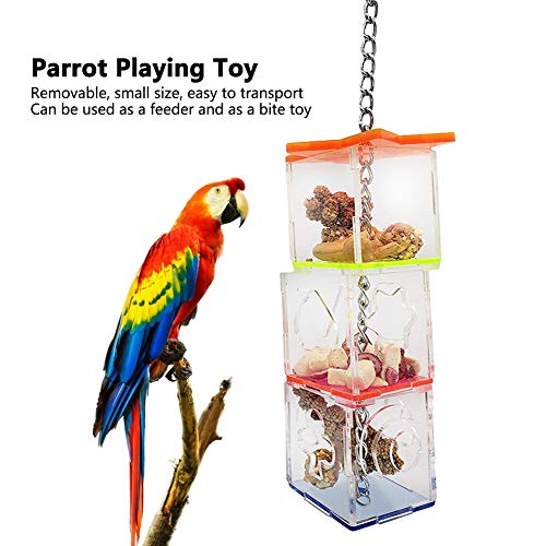 GFRGFH Multilayer Bird Parrot Forage Box Hanging Treat Foraging Toy Transparent Acrylic Food Holder Easy to Use