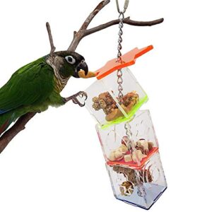 GFRGFH Multilayer Bird Parrot Forage Box Hanging Treat Foraging Toy Transparent Acrylic Food Holder Easy to Use