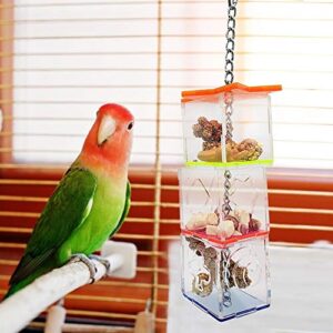 GFRGFH Multilayer Bird Parrot Forage Box Hanging Treat Foraging Toy Transparent Acrylic Food Holder Easy to Use