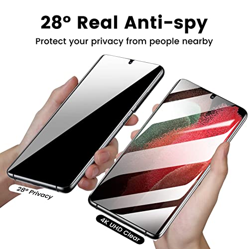 MOHAVE 2 Pack [Auto Alignment] Privacy Screen Protector for Samsung Galaxy S21 Ultra 5G 6.8 inch, Anti Spy Private Film, 7H Hybrid Material, 100% Ultrasonic Fingerprint ID Compatible, Case Friendly
